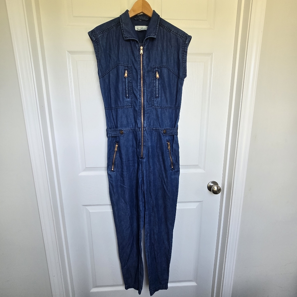 L.O.G.G Jumpsuit Women's 6 Chambray Denim Y2k Blue 1 Piece Overalls Romper - Picture 5 of 12